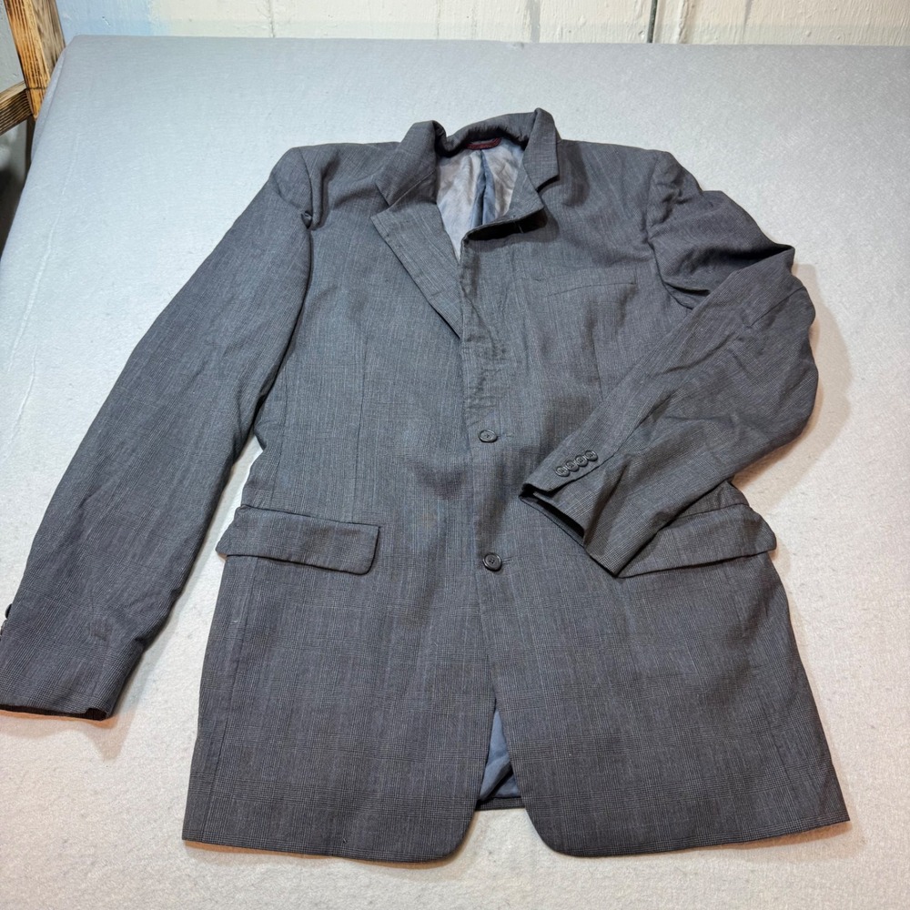 Hart Schaffner Marx‎ Men's 42XL Gray Plaid Wool Blend Suit Jacket Blazer